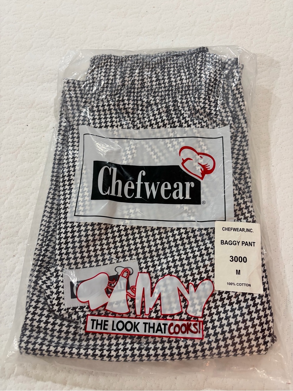Men's Black & White Houndstooth Baggy Pant